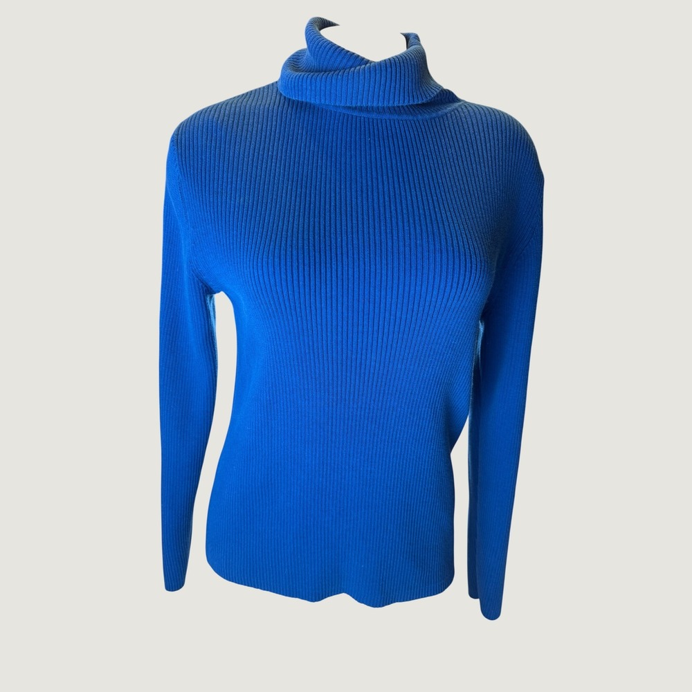 Pendleton Ribbed Turtleneck Sweater Medium Cobalt Blue 100% Cotton